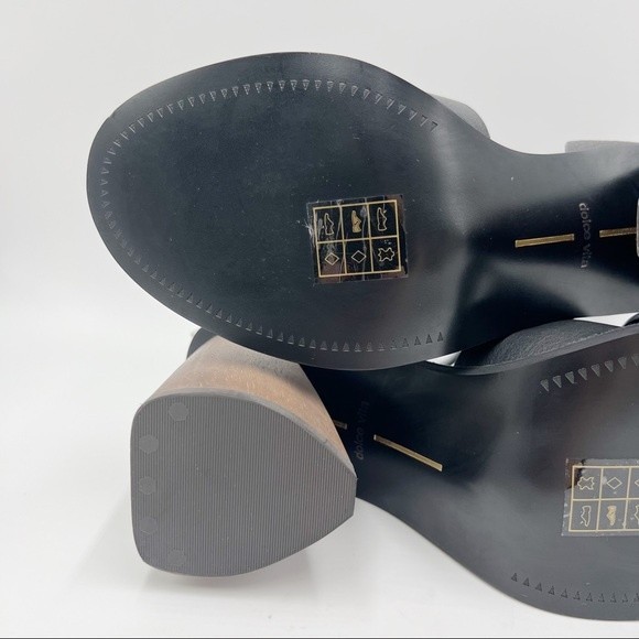 Dolce Vita Women's Athena Black Leather Chunky Block Heel Sandals Heels 9 - Picture 10 of 14